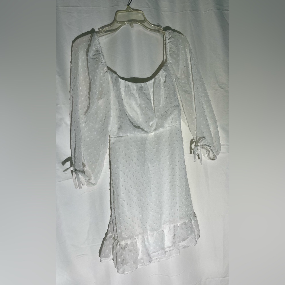 Speechless White Kids Dress with Puff Sleeves
